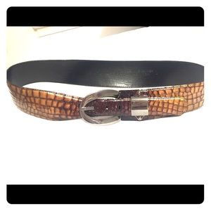 Carlisle patent brown croc belt.